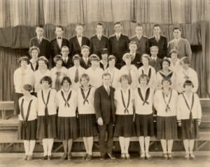 Members of the Choir of the West and its director, Joseph O. Edwards pose for a group photograph in 1927.