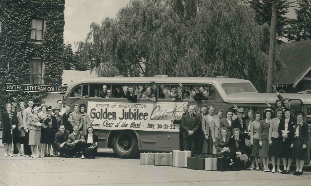 Choir of the West with tour bus for the Washington State Golden Jubilee Choir of the West with tour bus for the Washington State Golden Jubilee