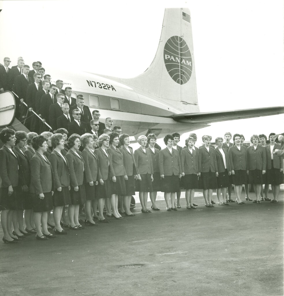 The Choir of the West singing at the Oslo airport, June 1963 The Choir of the West singing at the Oslo airport, June 1963