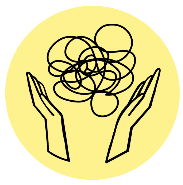 Hands holding a squiggle/tangle