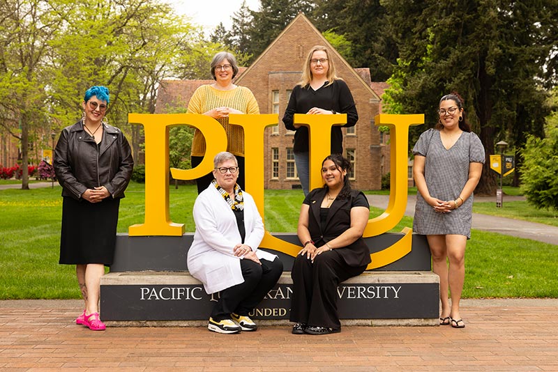 Staff from the Center for Student Success pose for a group photo, Tuesday, May 5, 2026, at PLU. (PLU Photo / Sy Bean)