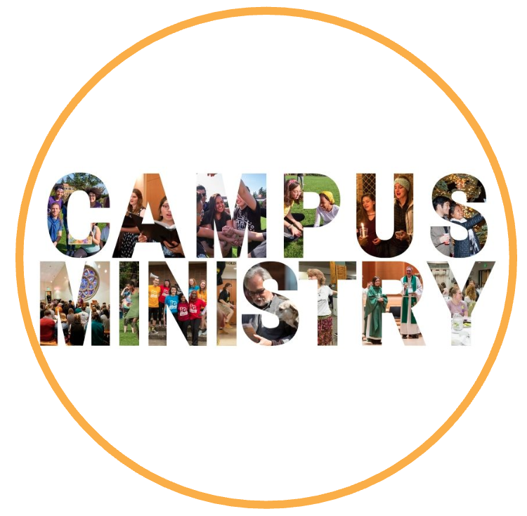 Campus Ministry with photos within the letters