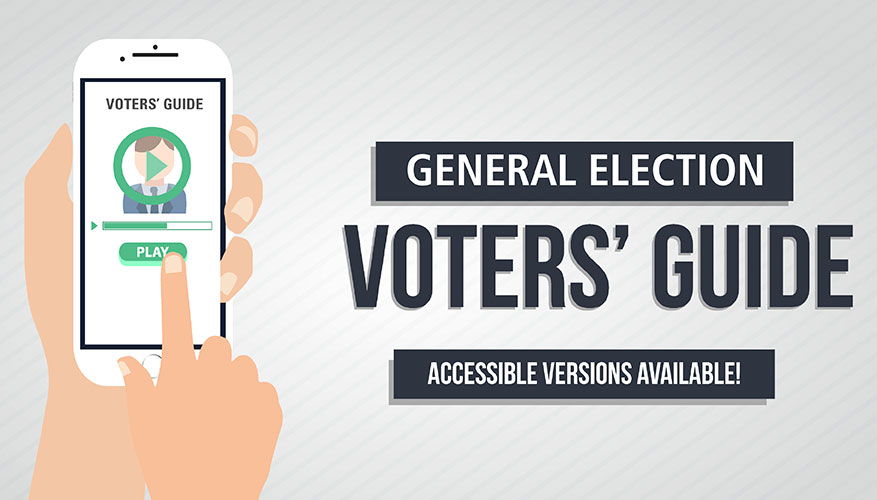 Graphic with text that reads "General Election Voters' Guide"
