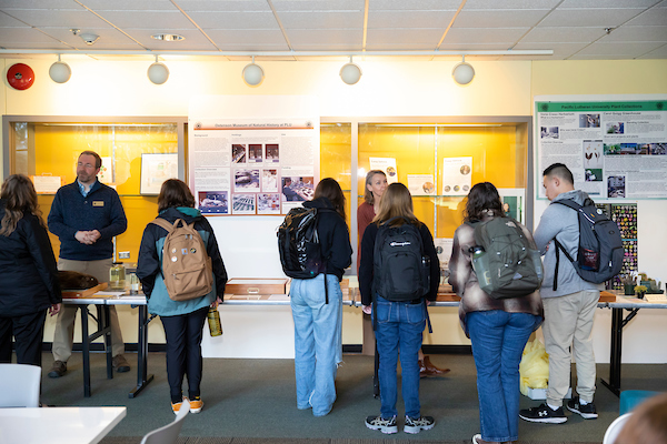 The Biology Department has several bird, mammal, and plant specimens that demonstrate different Darwinian properties are on display in the Rieke Lobby for the annual Darwin Day Celebration, Monday, Feb. 13, 2023, at PLU. (PLU Photo / Sy Bean)