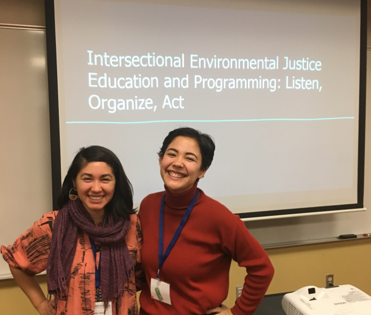 Saiyare Refaei (left) and Tess Matsukawa (right) presenting at WOHESC conference (2018).