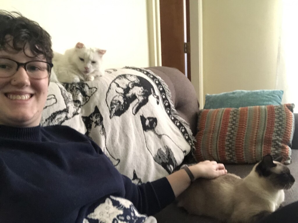Sharon Templeton, Community Director for Hong & Hinderlie Halls, with her two cats! Sharon Templeton, Community Director for Hong & Hinderlie Halls, with her two cats!