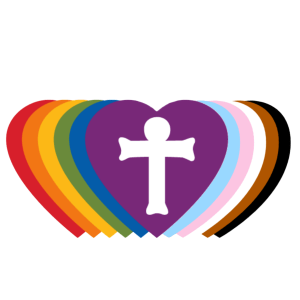 Rainbow Hearts with Cross