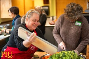 making salad for Community Meal