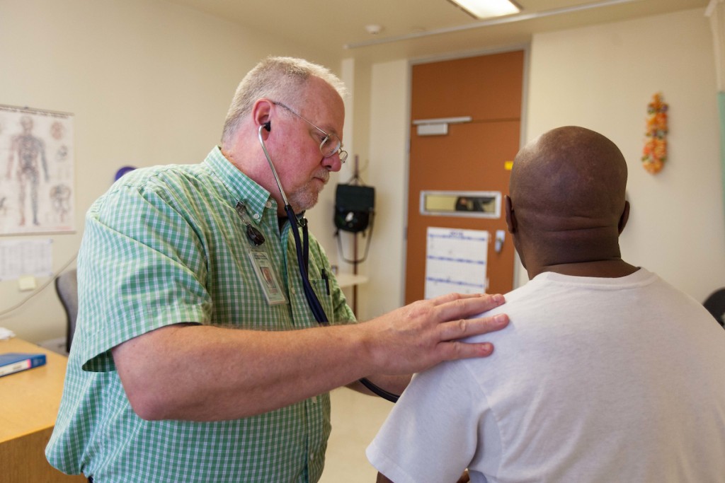 Eric Larsen '09, in the Shelton Corrections Center where he works as a nurse practitioner, Tuesday, Aug. 28, 2018. (Photo/John Froschauer)