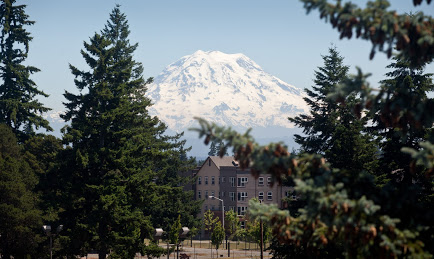 South Hall with Mount Rainier in the background