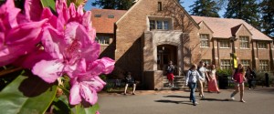 students coming out of Xavier Hall