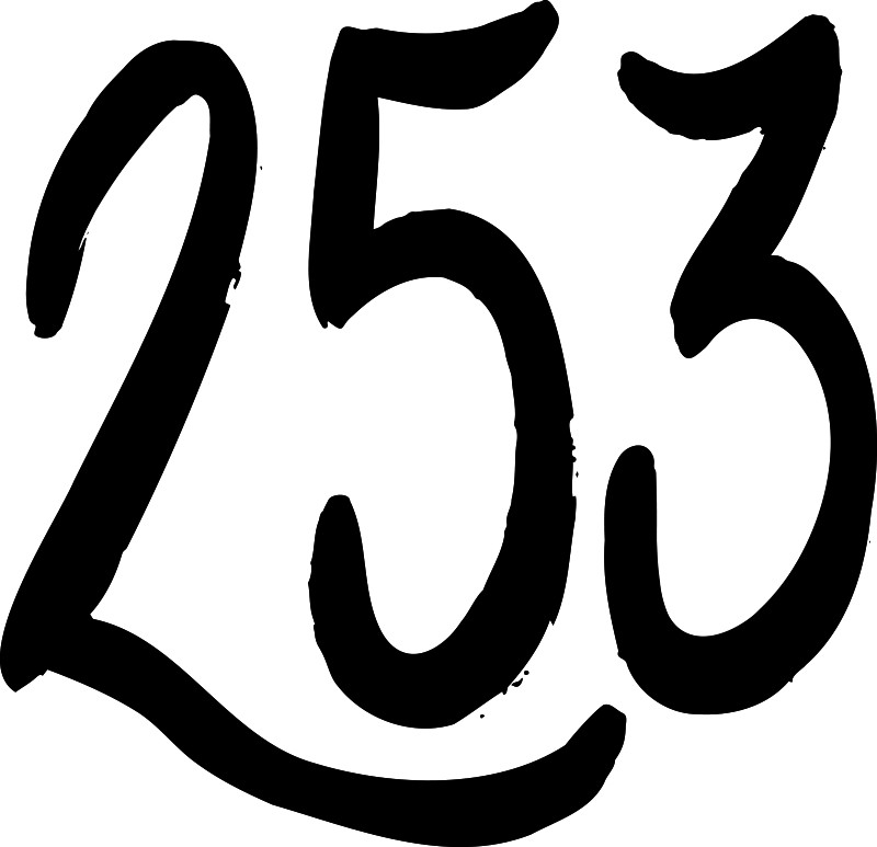 PLU tapestry icon depicting a large stylized 253 logo