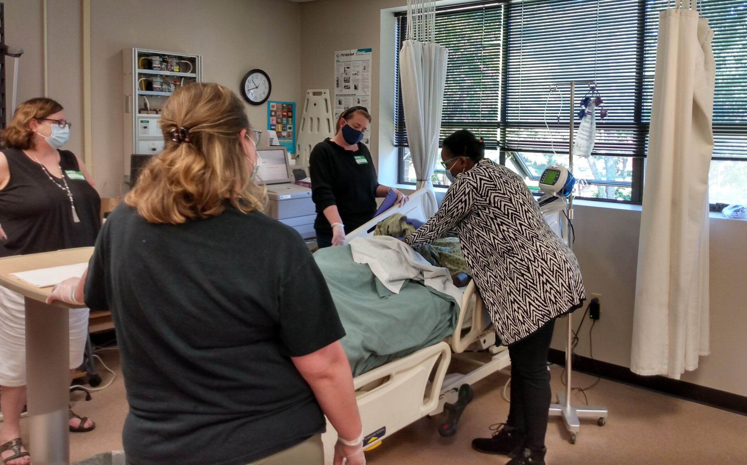 Hands on learning in the School of Nursing lab