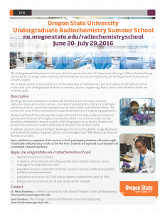Oregon State University Undergraduate Radiochemistry Summer School flyer