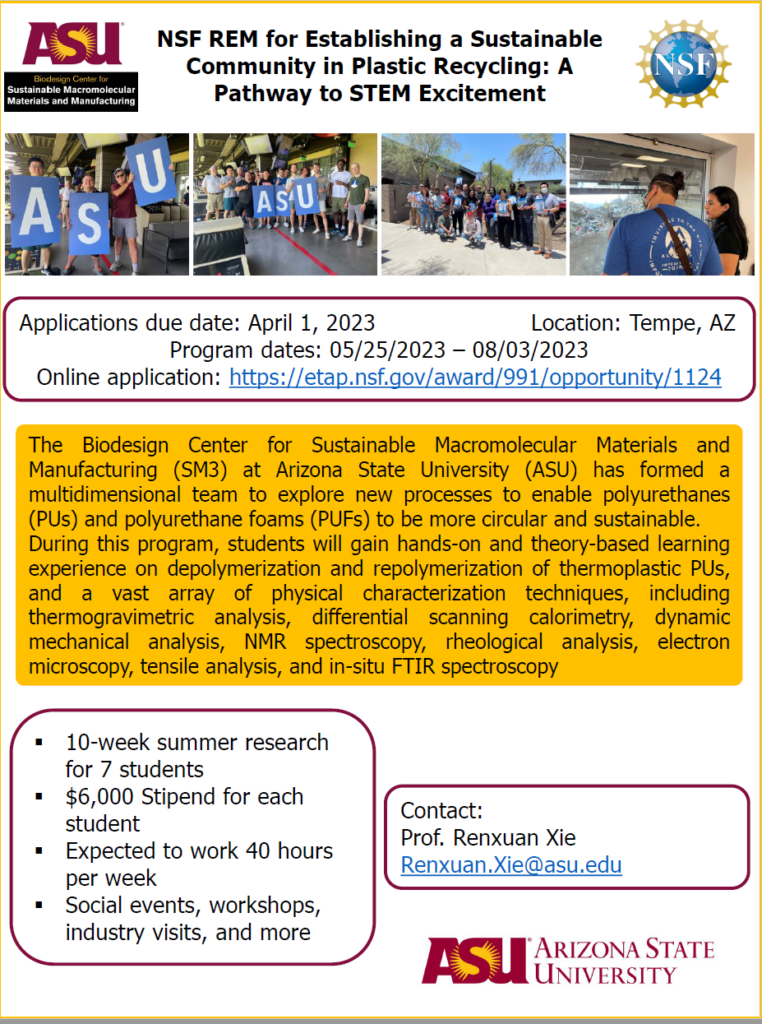 Undergraduate Research Experience this Summer at ASU Chemistry PLU