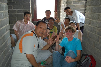 Peace students showing peace sign