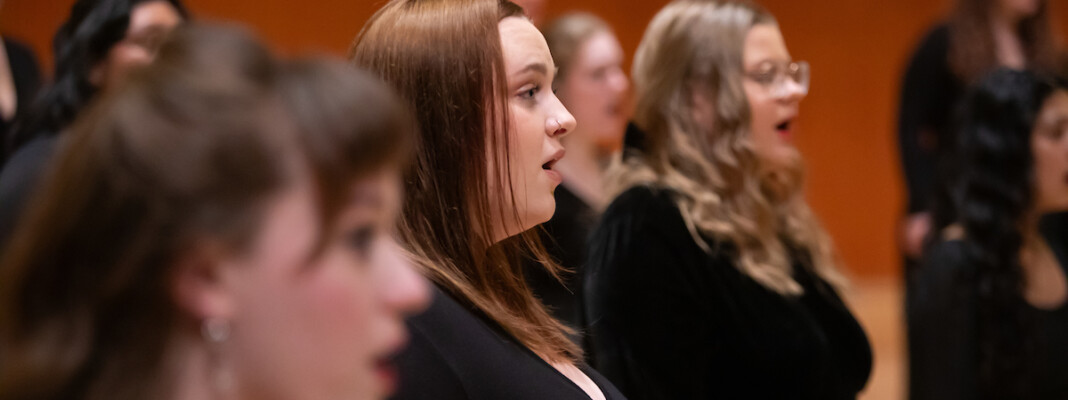 University Chorale performing in Lagerquist Concert Hall