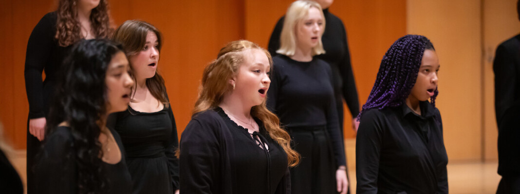 University Chorale performing in Lagerquist Concert Hall