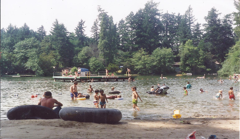 People swimming in a lake