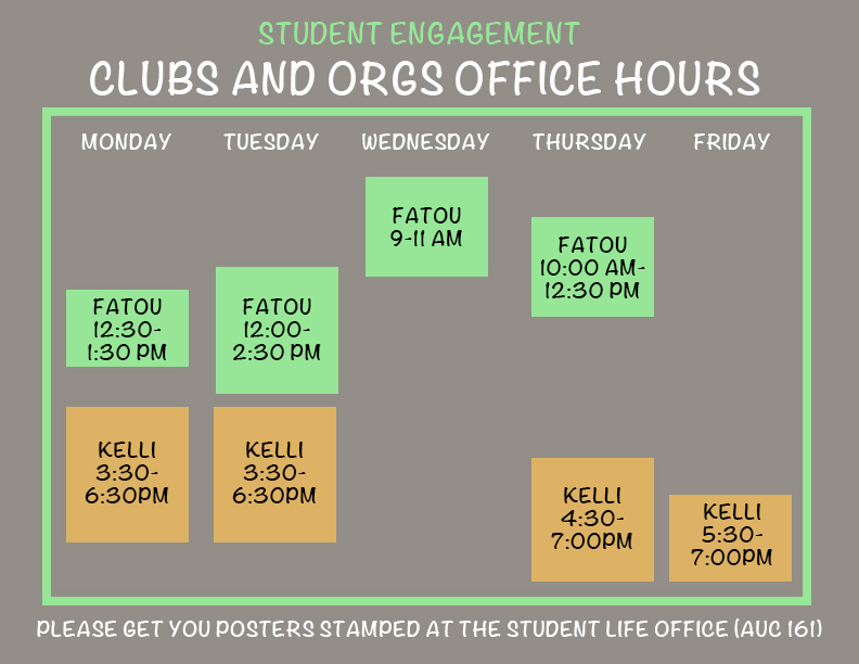 clubs and orgs interns fall 2019 schedule