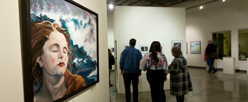 Juried art show opening the the University Gallery of Ingram Hall on Wednesday, Nov. 19, 2014. (Photo/John Froschauer)