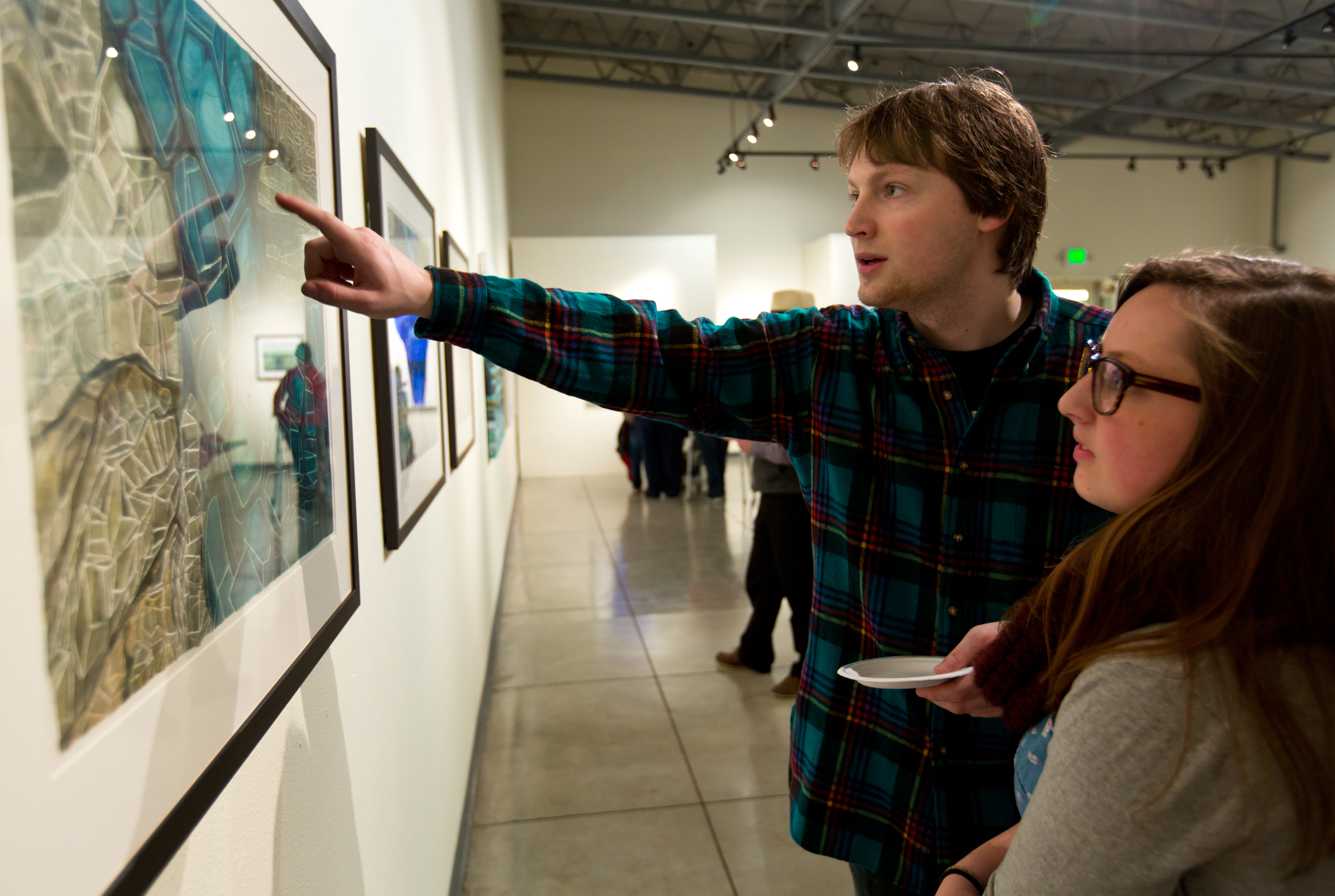 Opening of "Each Form Overflows Its Present" paintings by Elise Richman and Cynthia Camlin in the University Gallery at PLU on Wednesday, March 13, 2013. (Photo/John Froschauer)