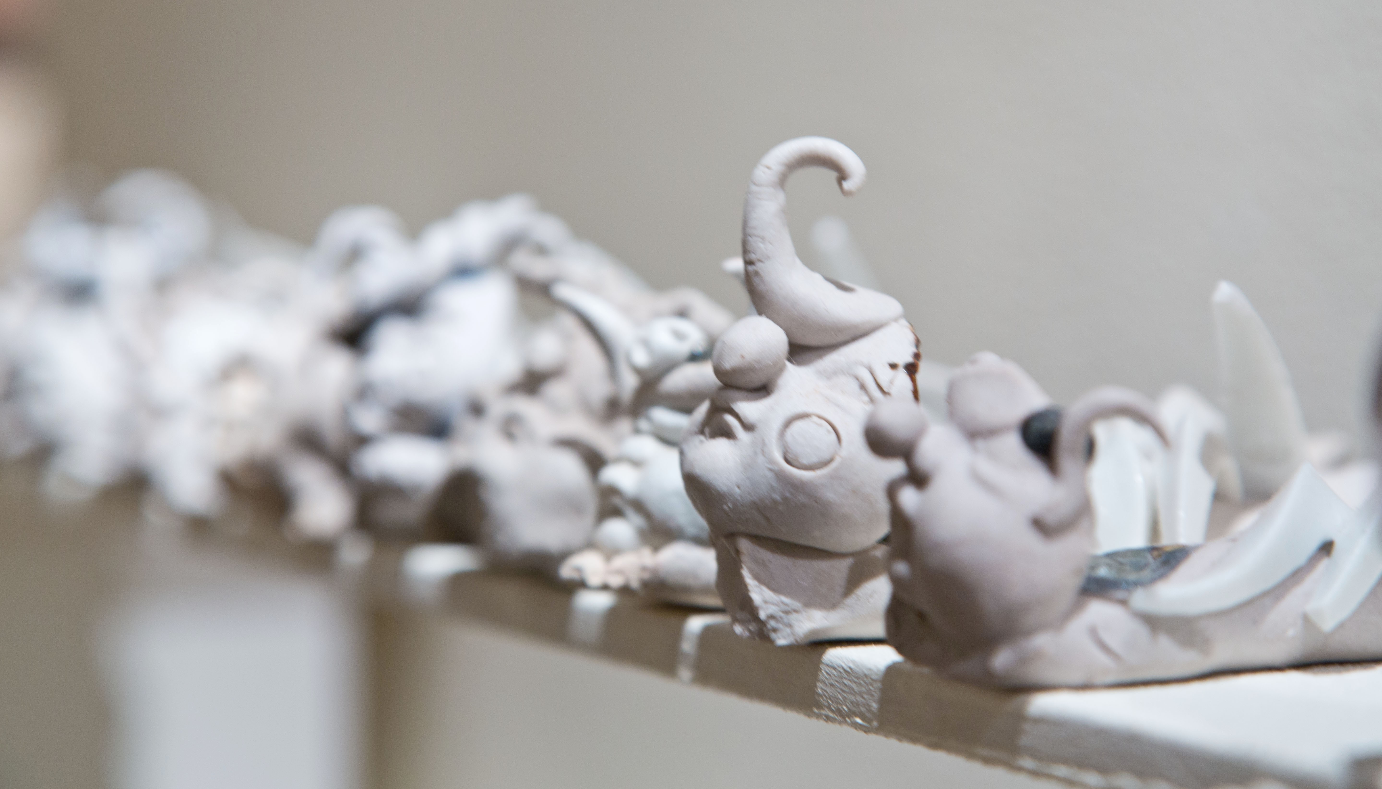 Steve Sobeck, ceramics instructor, displays cones tests that represent one kiln firing.