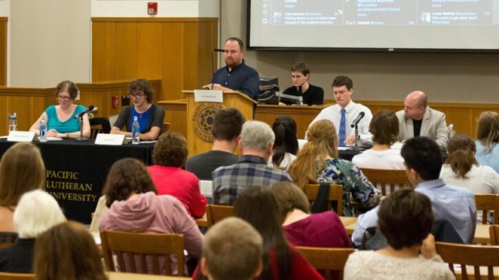 2014 Ruth Anderson debate, Justin Eckstein at the podium