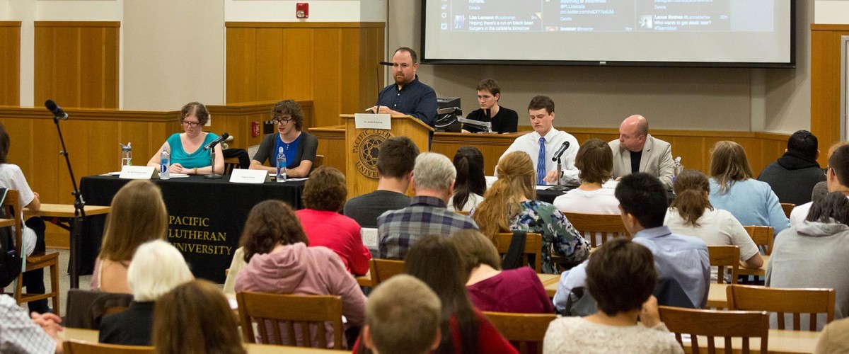 2014 Ruth Anderson debate, Justin Eckstein at the podium