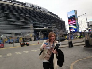 Plog with her Press Pass at Super Bowl XLVIII