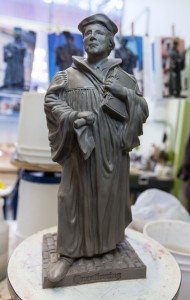 The original clay Martin Luther sculpture at PLU, Monday, Aug. 15, 2016. (Photo: John Froschauer/PLU)