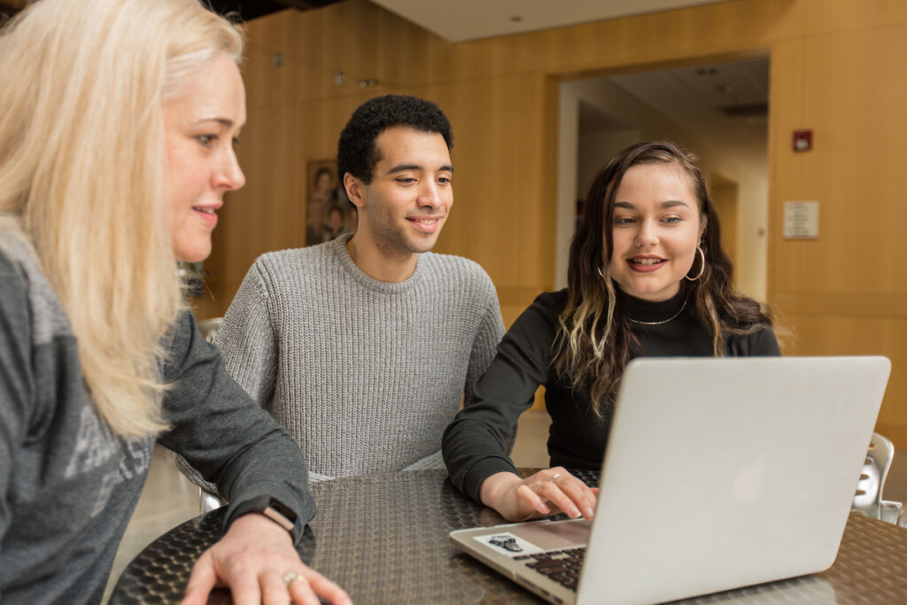 Professor Laurie Murphy, Isiah Behner and Jessica Chase