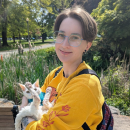 Alexandra Bacula with her cat Althaea