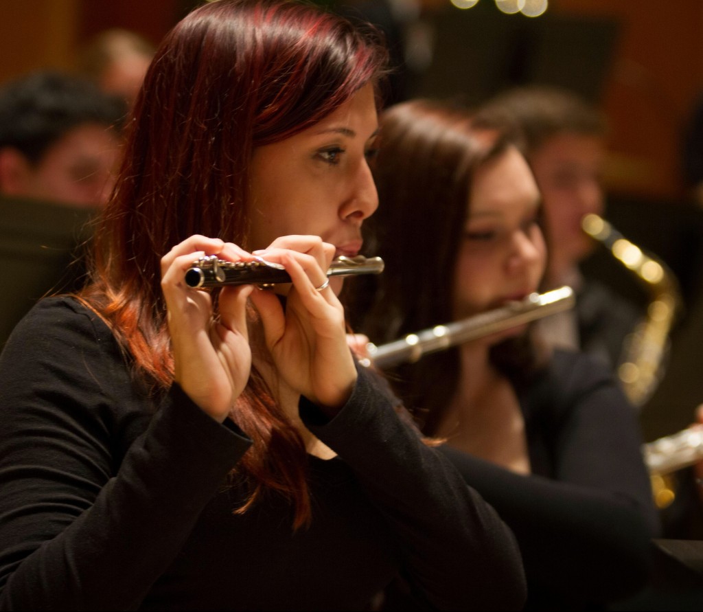 Students playing flutes