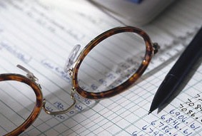 glasses on a spreadsheet