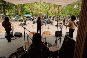 band playing in red square