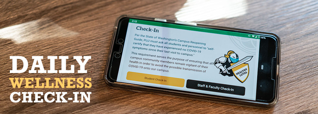 wellnessbanner Daily Wellness Check-In banner with the test on a mobile phone.