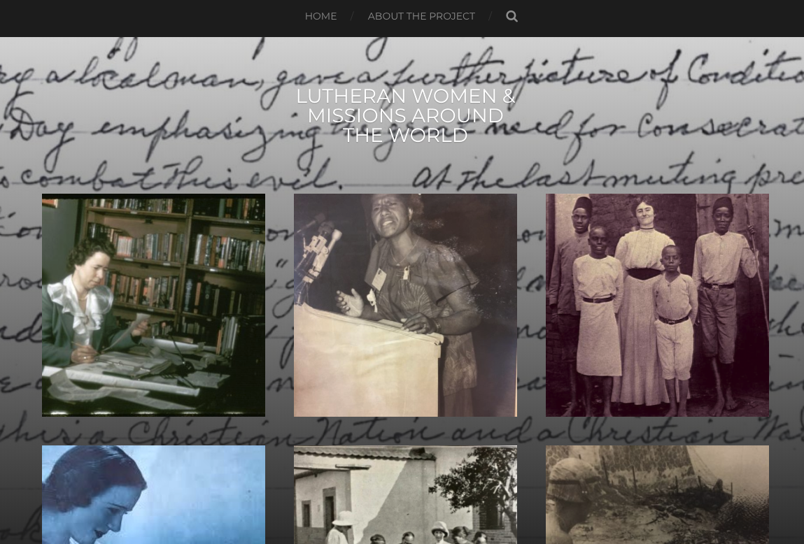 Screen capture of lutheran women project homepage