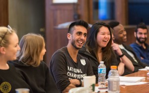 Sergio Hay's philosophy class, part of the TIES class held in the former Federal Building in downtown Tacoma, Tuesday, April 25, 2017. (Photo: John Froschauer/PLU)
