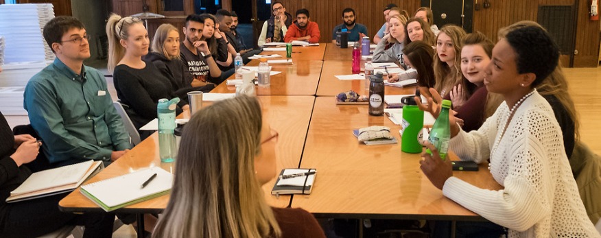 Students around table