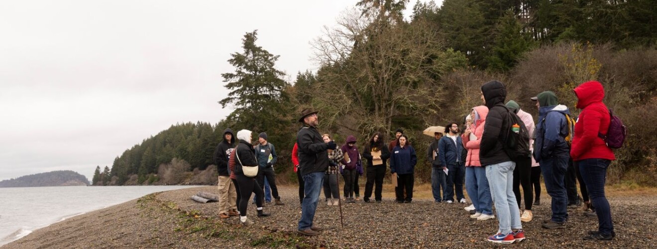 Graduate students in the Master's in Education program visit Sequalitchew Trail in DuPont.
