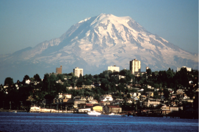 Mount Rainier over Tacoma
