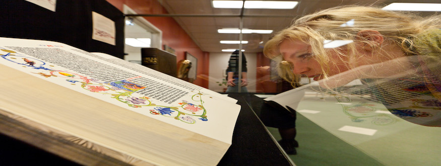 Sloveig Robinson's class visiting the PLU Archives for a J-term class on Tuesday, Jan. 24, 2012. (Photo: John Froschauer/PLU)