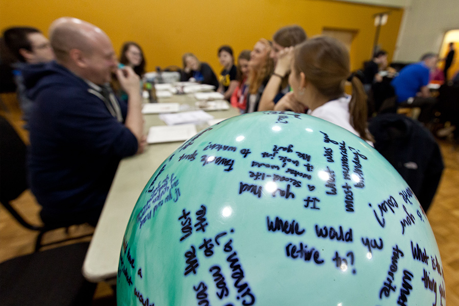 Students discussing Big Enough Questions at Explore Retreat 2015