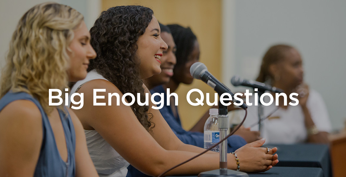 Big Enough Questions - students talking on a panel