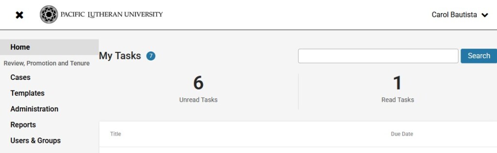 my task screen