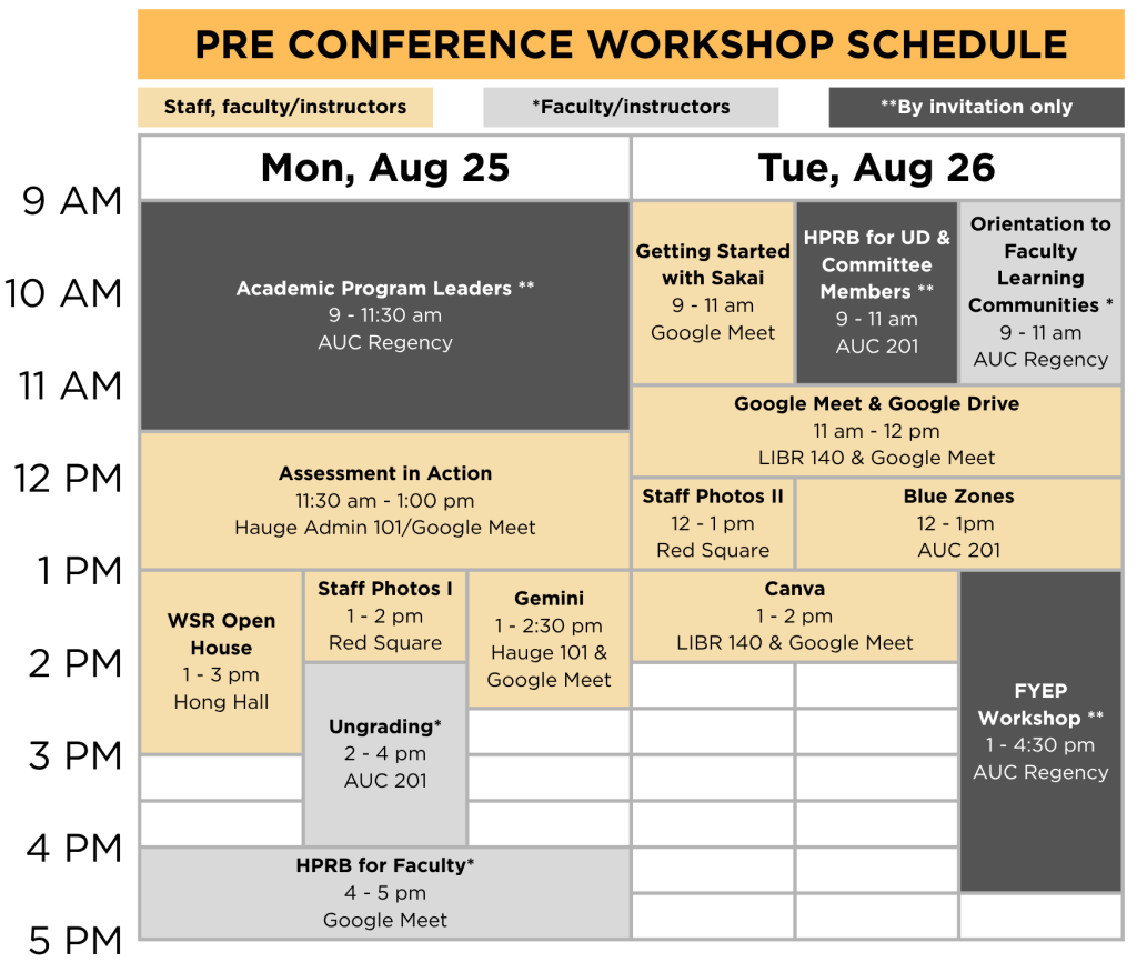 PCW 2025 schedule