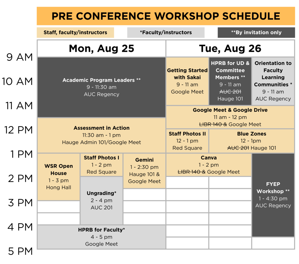 PCW 2025 schedule