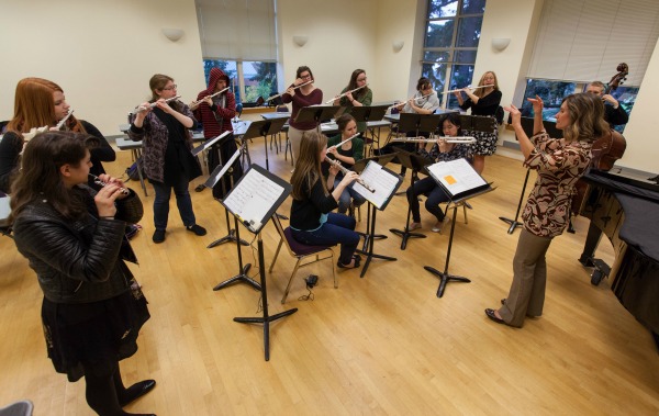 Flute Choir at PLU, Wednesday, Oct. 12, 2016. (Photo: John Froschauer/PLU)