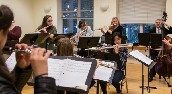 Flute Choir at PLU, Wednesday, Oct. 12, 2016. (Photo: John Froschauer/PLU)